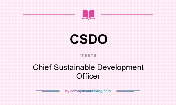What does CSDO mean? It stands for Chief Sustainable Development Officer