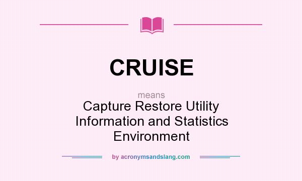 What does CRUISE mean? It stands for Capture Restore Utility Information and Statistics Environment