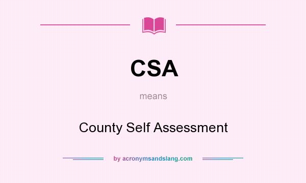 What does CSA mean? It stands for County Self Assessment