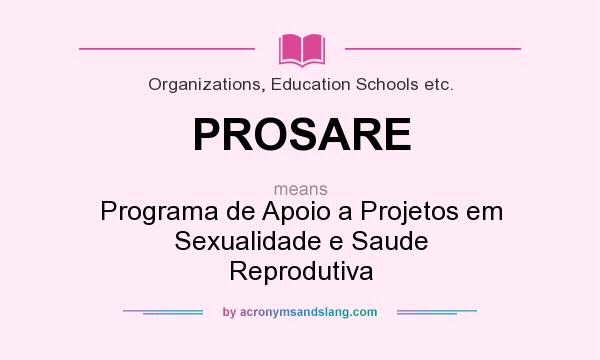 What does PROSARE mean? It stands for Programa de Apoio a Projetos em Sexualidade e Saude Reprodutiva