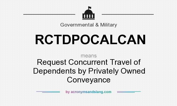 What does RCTDPOCALCAN mean? It stands for Request Concurrent Travel of Dependents by Privately Owned Conveyance