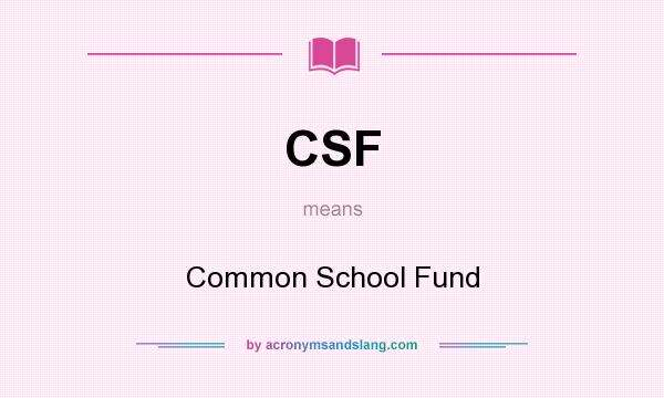What does CSF mean? It stands for Common School Fund