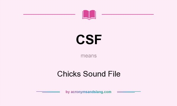 What does CSF mean? It stands for Chicks Sound File