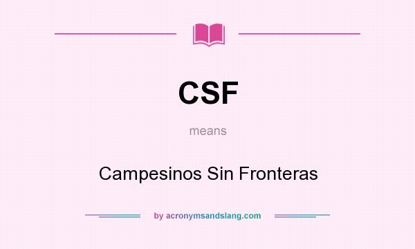 What does CSF mean? It stands for Campesinos Sin Fronteras