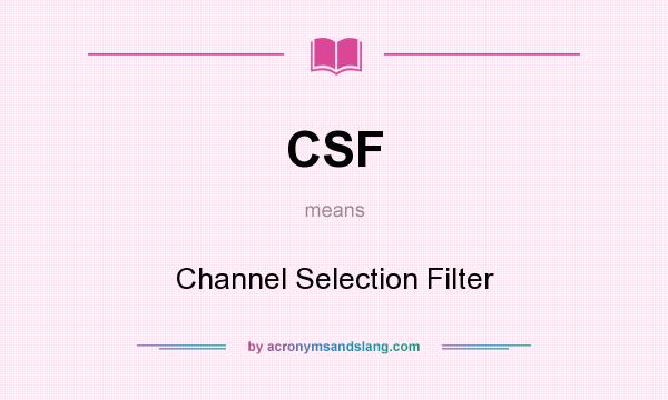 What does CSF mean? It stands for Channel Selection Filter