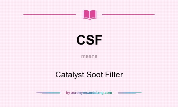 What does CSF mean? It stands for Catalyst Soot Filter