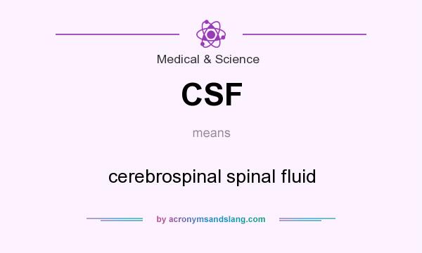 What does CSF mean? It stands for cerebrospinal spinal fluid