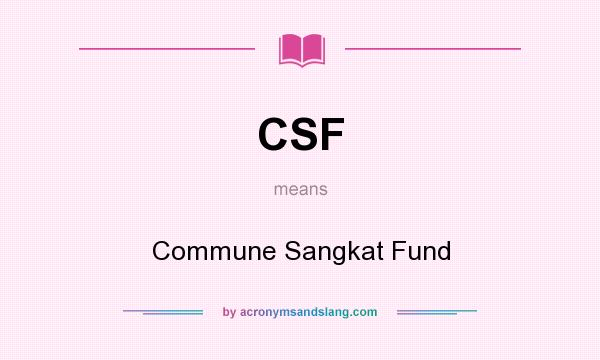 What does CSF mean? It stands for Commune Sangkat Fund