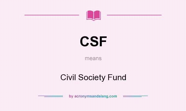 What does CSF mean? It stands for Civil Society Fund