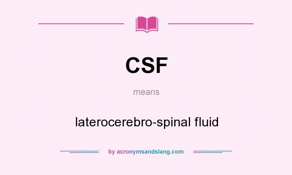 What does CSF mean? It stands for laterocerebro-spinal fluid