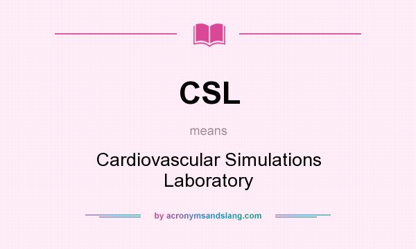What does CSL mean? It stands for Cardiovascular Simulations Laboratory