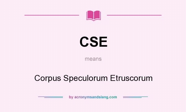 What does CSE mean? It stands for Corpus Speculorum Etruscorum