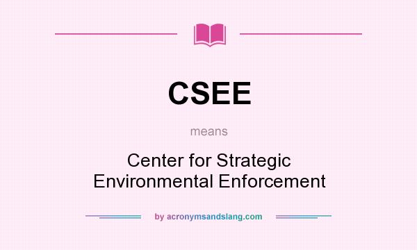 What does CSEE mean? It stands for Center for Strategic Environmental Enforcement