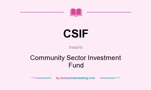 What does CSIF mean? It stands for Community Sector Investment Fund