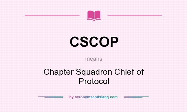 What does CSCOP mean? It stands for Chapter Squadron Chief of Protocol