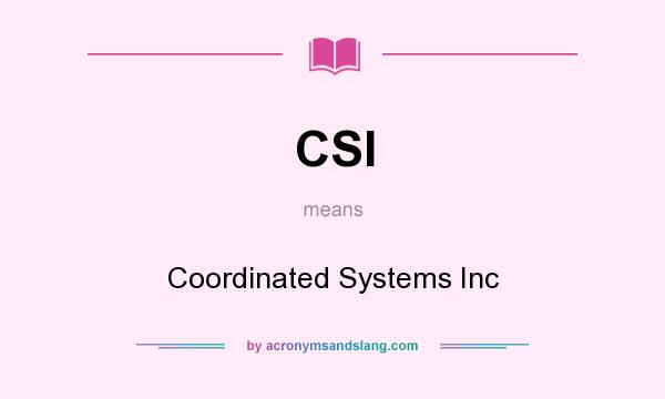 What does CSI mean? It stands for Coordinated Systems Inc