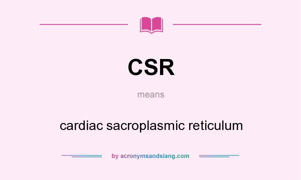 What does CSR mean? It stands for cardiac sacroplasmic reticulum