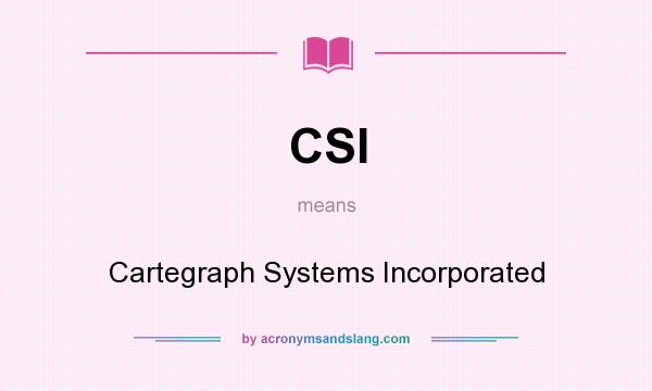 What does CSI mean? It stands for Cartegraph Systems Incorporated