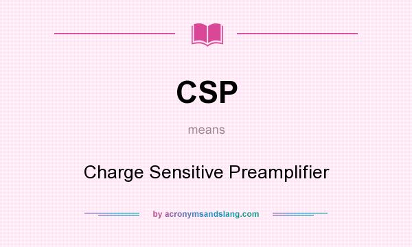 What does CSP mean? It stands for Charge Sensitive Preamplifier