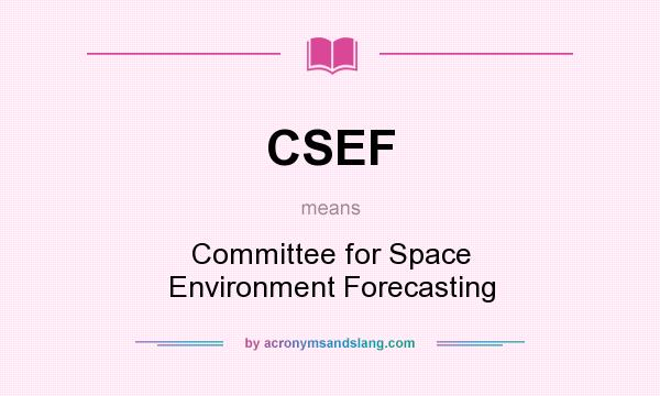 What does CSEF mean? It stands for Committee for Space Environment Forecasting