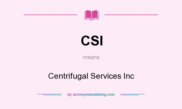 What does CSI mean? It stands for Centrifugal Services Inc