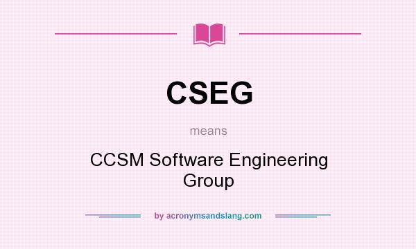 What does CSEG mean? It stands for CCSM Software Engineering Group