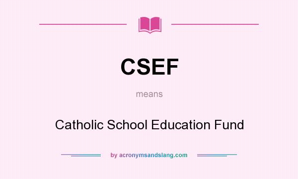 What does CSEF mean? It stands for Catholic School Education Fund