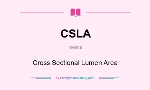What does CSLA mean? It stands for Cross Sectional Lumen Area