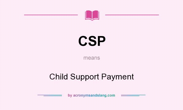 What does CSP mean? It stands for Child Support Payment
