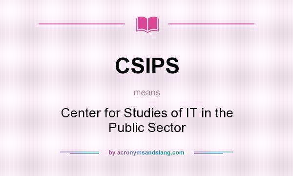 What does CSIPS mean? It stands for Center for Studies of IT in the Public Sector