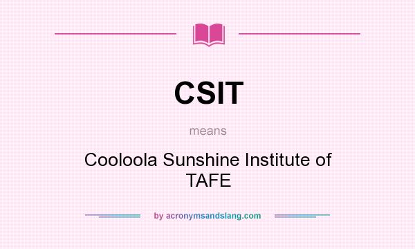 What does CSIT mean? It stands for Cooloola Sunshine Institute of TAFE