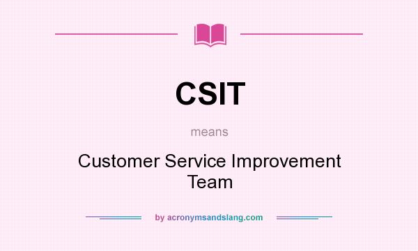 What does CSIT mean? It stands for Customer Service Improvement Team