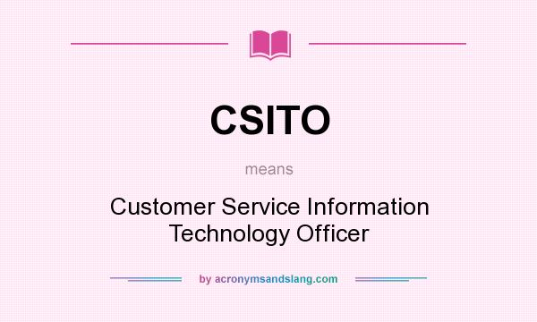What does CSITO mean? It stands for Customer Service Information Technology Officer