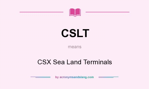What does CSLT mean? It stands for CSX Sea Land Terminals