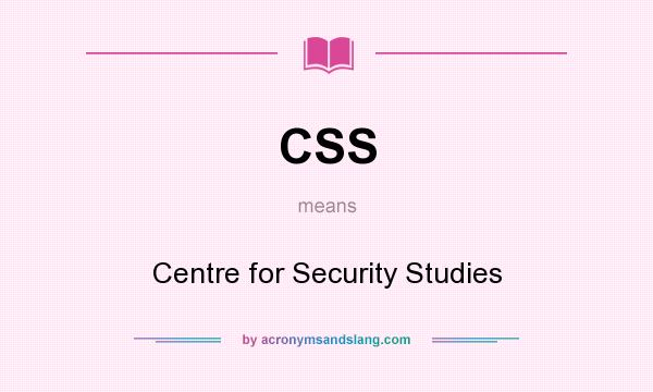 What does CSS mean? It stands for Centre for Security Studies