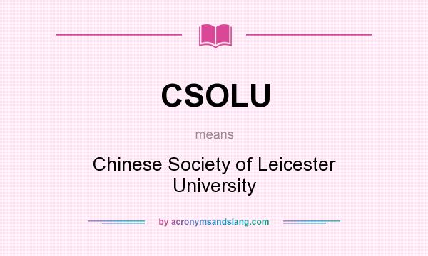 What does CSOLU mean? It stands for Chinese Society of Leicester University