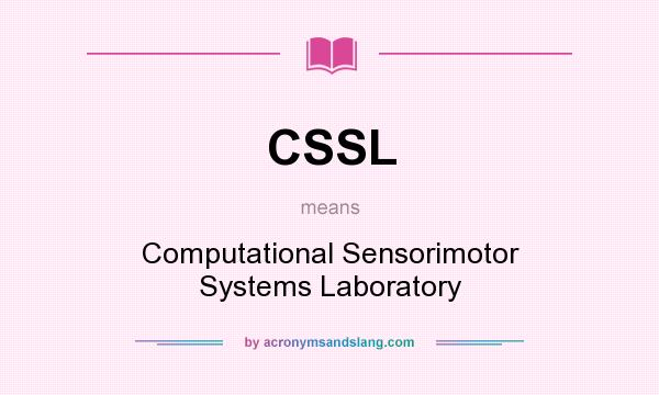 What does CSSL mean? It stands for Computational Sensorimotor Systems Laboratory