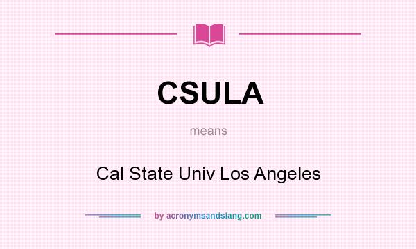 What does CSULA mean? It stands for Cal State Univ Los Angeles