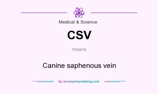 What does CSV mean? It stands for Canine saphenous vein