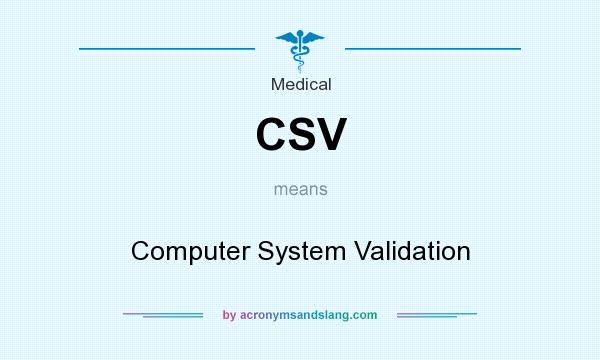 What does CSV mean? It stands for Computer System Validation