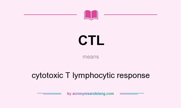 What does CTL mean? It stands for cytotoxic T lymphocytic response