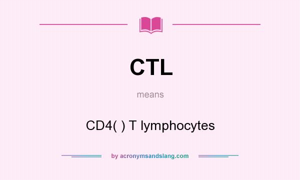 What does CTL mean? It stands for CD4( ) T lymphocytes