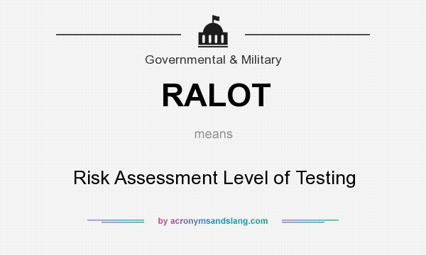 What does RALOT mean? It stands for Risk Assessment Level of Testing