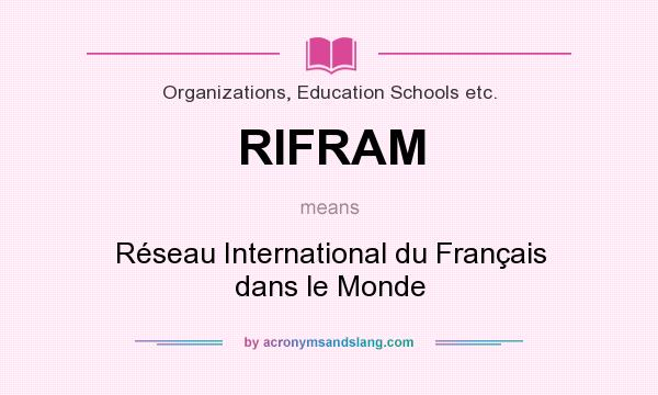 What does RIFRAM mean? It stands for Réseau International du Français dans le Monde
