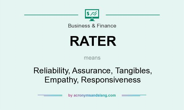 What does RATER mean? It stands for Reliability, Assurance, Tangibles, Empathy, Responsiveness