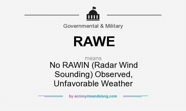 What does RAWE mean? It stands for No RAWIN (Radar Wind Sounding) Observed, Unfavorable Weather