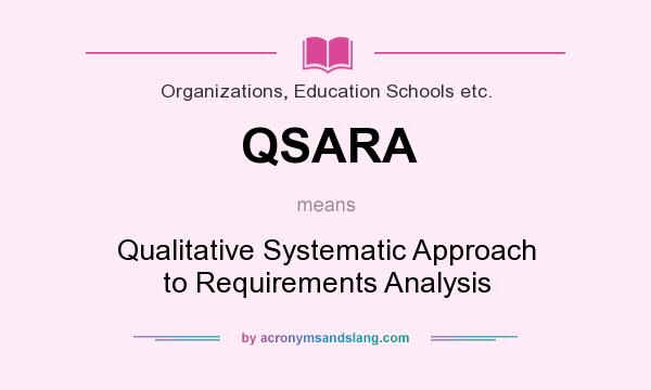 What does QSARA mean? It stands for Qualitative Systematic Approach to Requirements Analysis