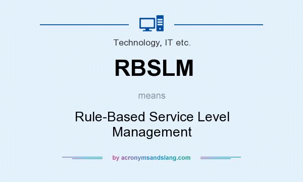 What does RBSLM mean? It stands for Rule-Based Service Level Management