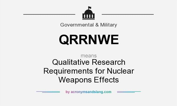 What does QRRNWE mean? It stands for Qualitative Research Requirements for Nuclear Weapons Effects