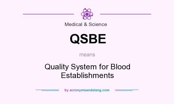 What does QSBE mean? It stands for Quality System for Blood Establishments
